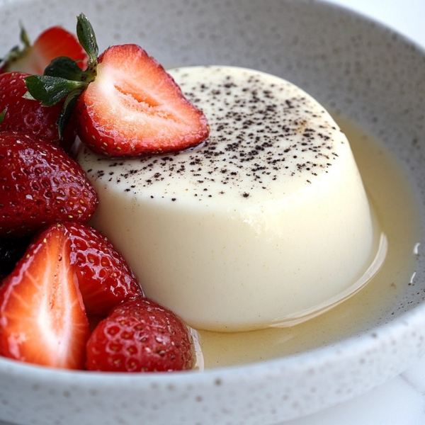 Vanilla Panna Cotta with Roasted Strawberries