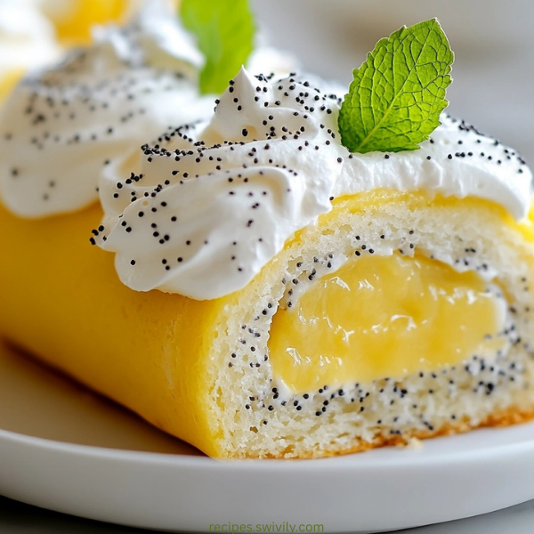 Lemon Poppy Seed Meringue Roulade