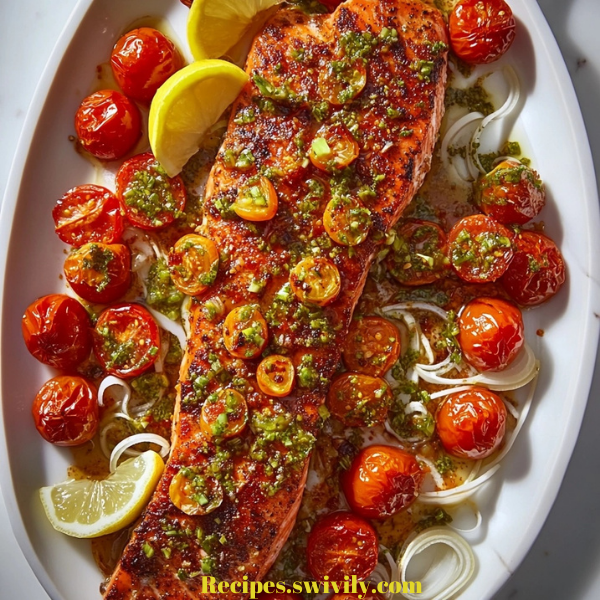 Calabrian Chili Garlic Butter Roasted Salmon