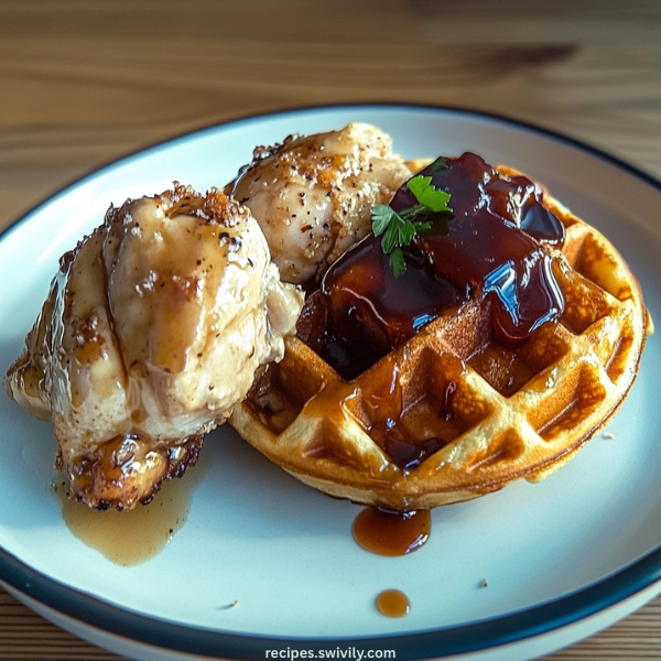 Mustard and Maple Glazed Chicken and Waffles