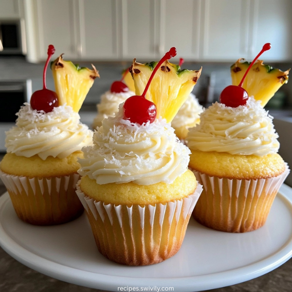 Piña Colada Pineapple Cupcakes