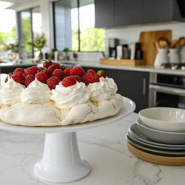 Classic Pavlova with Vanilla Whipped Cream and Fresh Berries