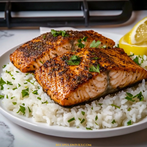 Lemon Garlic Salmon with Herb Rice