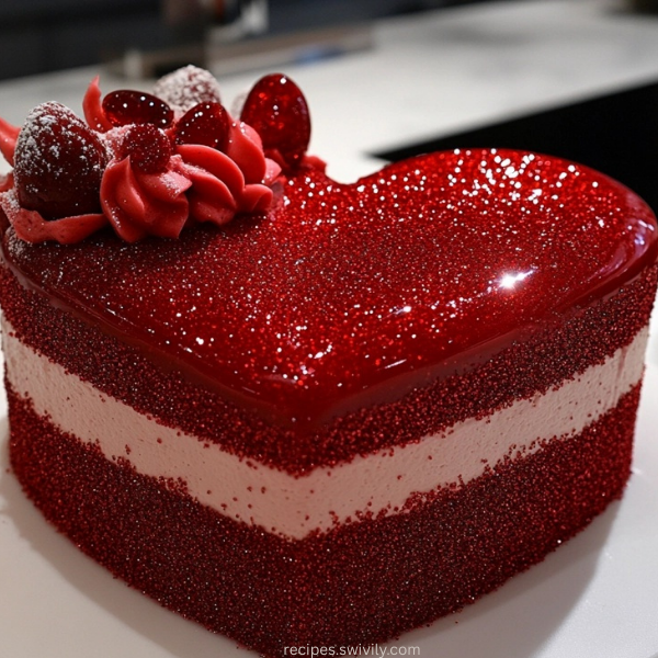 Heart-Shaped Red Velvet Mousse Cake