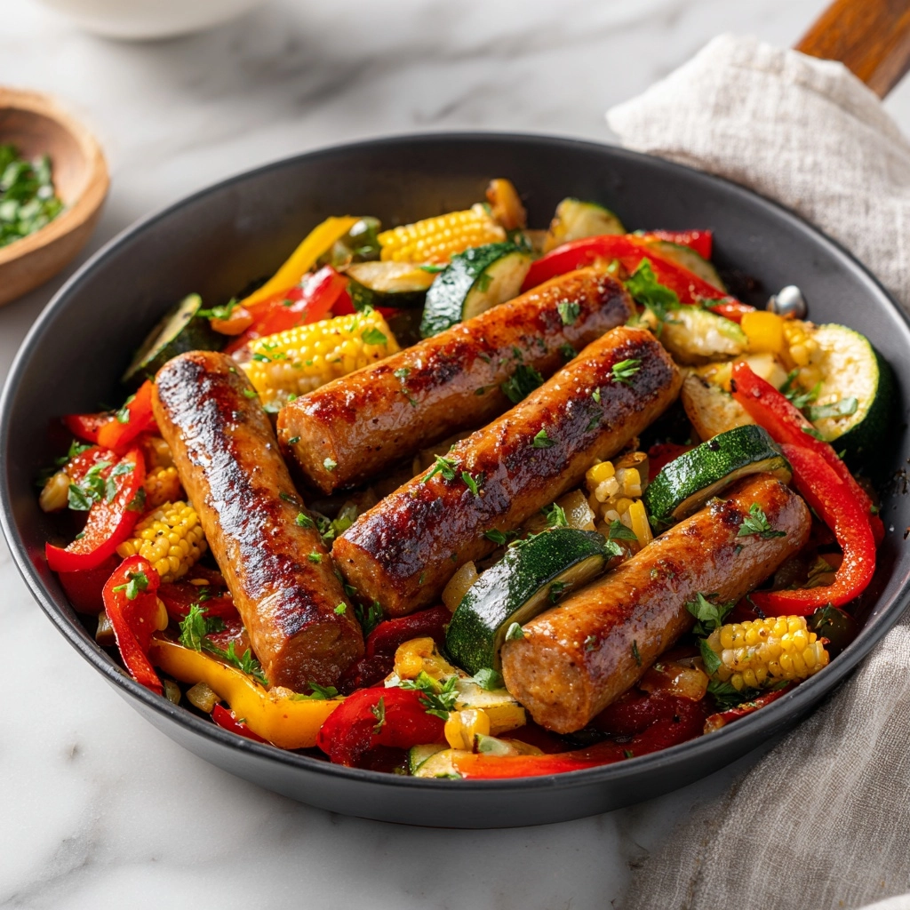 SUMMER DINNER - Sausage and Veggies Skillet Recipe
