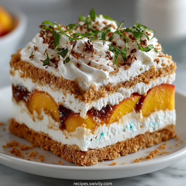 Peach‑Basil Icebox Cake