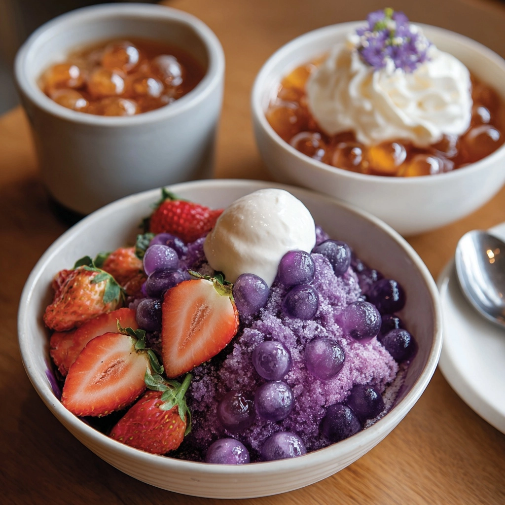Korean Shaved Ice Bingsu Duo (Blue Pea & Thai Tea) Recipe