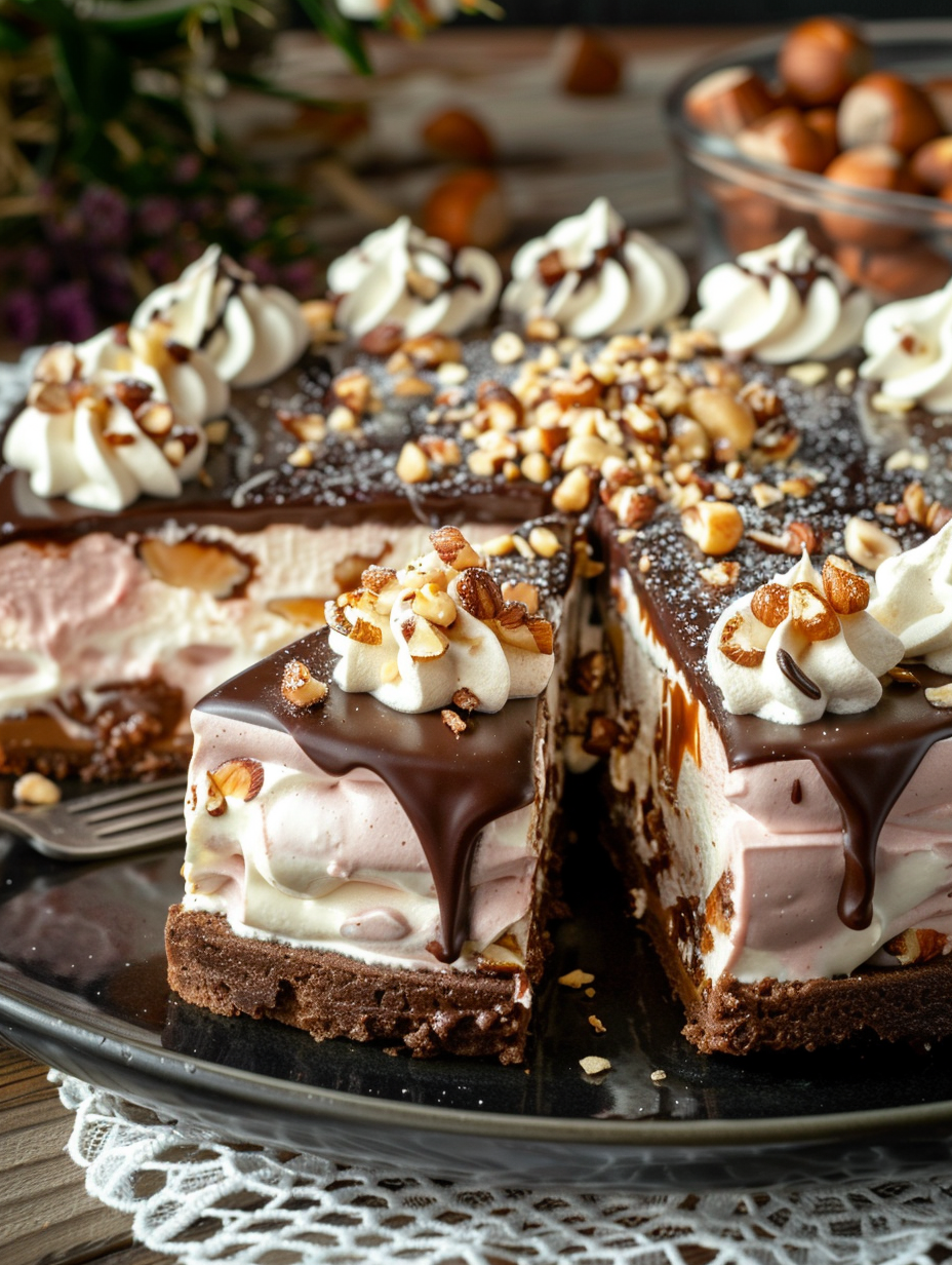 Hazelnut Mousse Cake with Vanilla Cream Recipe