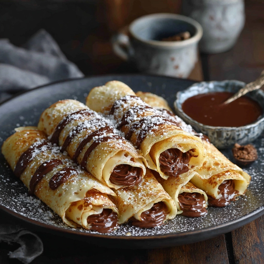 Nutella Rolled french Crêpes Recipe - Recipe Image