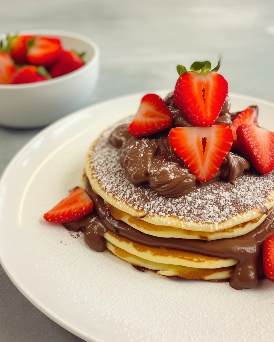 Nutella Pancakes with Fresh Strawberries Recipe