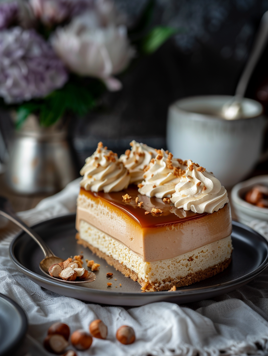 Hazelnut Mousse Cake with Vanilla Cream Recipe - Recipe Image