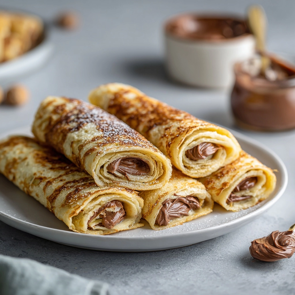 Nutella Rolled french Crêpes Recipe - Recipe Image