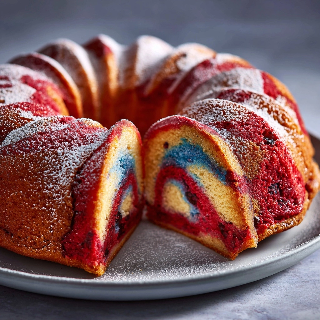 Halloween Red, White, and Blue Marble Cake Recipe