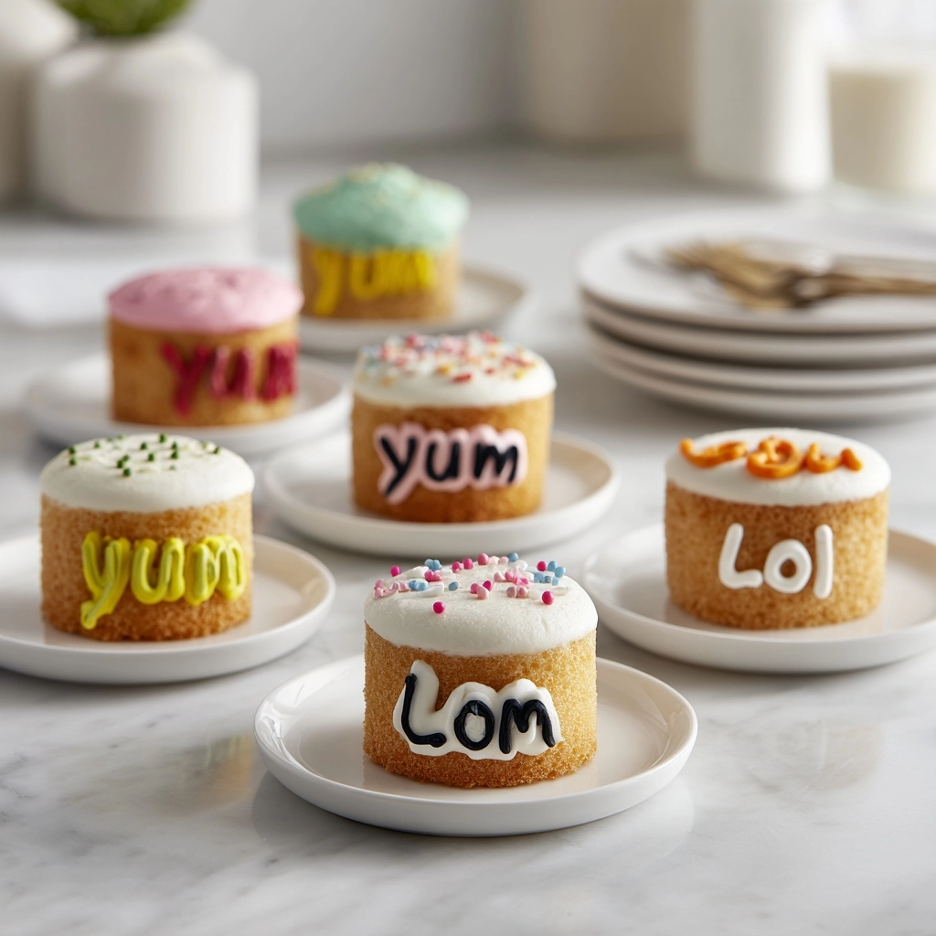 Funny Bento‑Style Mini Cakes with Quirky Messages Recipe - Recipe Image