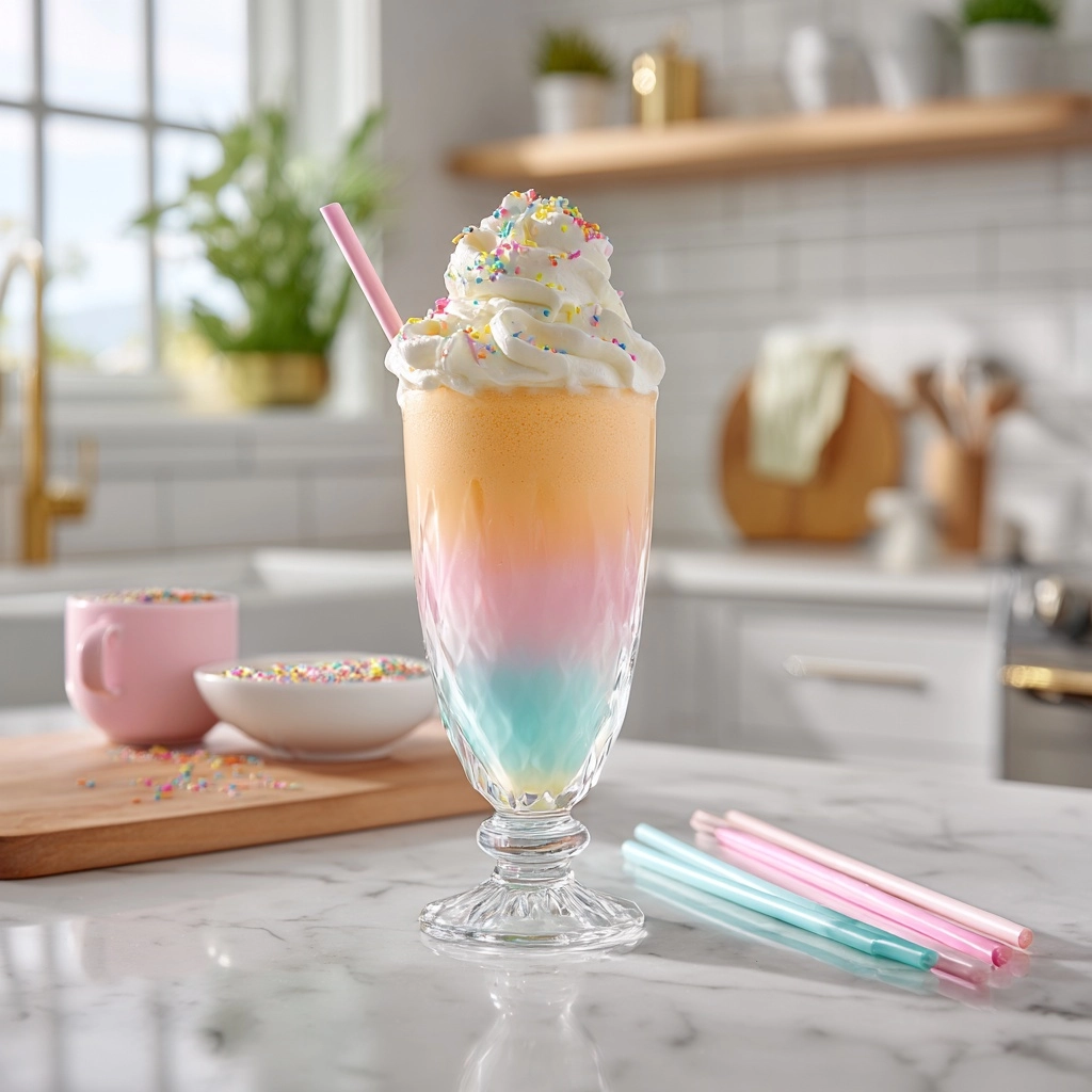 Cream Soda Float with Rainbow Sherbet Recipe - Recipe Image
