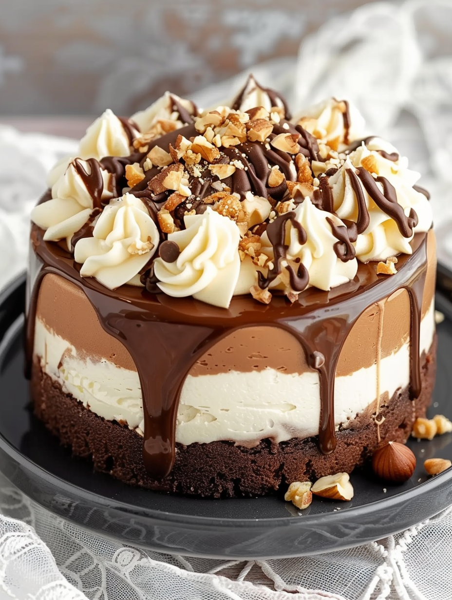 Hazelnut Mousse Cake with Vanilla Cream Recipe - Recipe Image