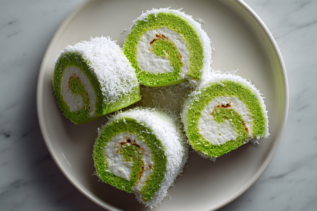 Pandan Swiss Roll with Coconut Recipe